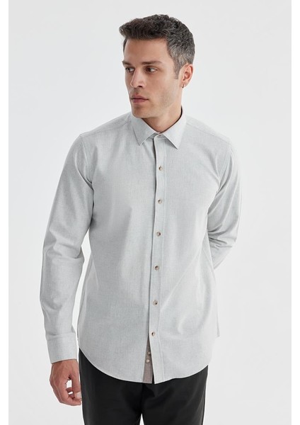 Gri Comfort Fit Gizli Düğmeli Yaka Gömlek fiyatları