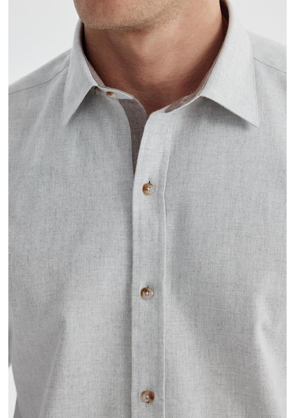 Gri Comfort Fit Gizli Düğmeli Yaka Gömlek modelleri