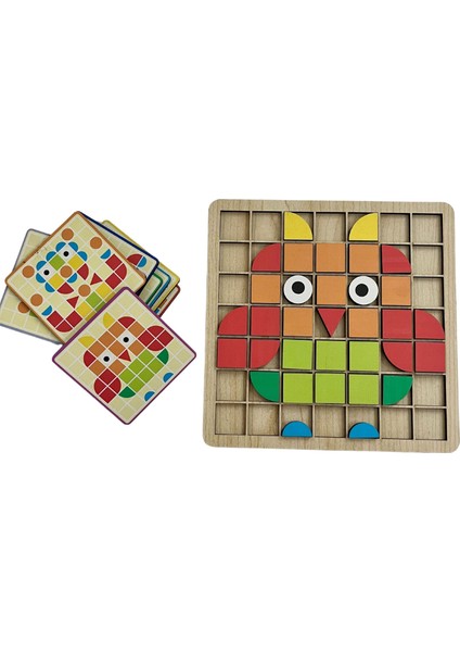 Ahşap Mozaik Puzzle Bulmaca / 3+ Yaş / Montessori Renkli Eğitici ve Öğretici Şekiller / Güvenli ve Eğlenceli Çocuk Zeka Oyunu