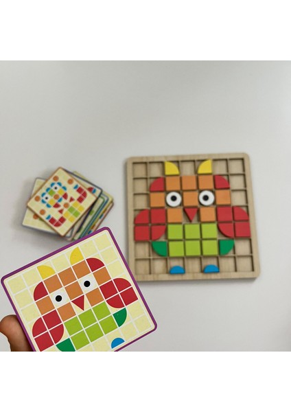 Ahşap Mozaik Puzzle Bulmaca / 3+ Yaş / Montessori Renkli Eğitici ve Öğretici Şekiller / Güvenli ve Eğlenceli Çocuk Zeka Oyunu