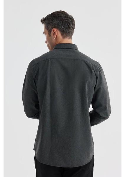 Antrasit Comfort Fit Gizli Düğmeli Yaka Gömlek fırsatları