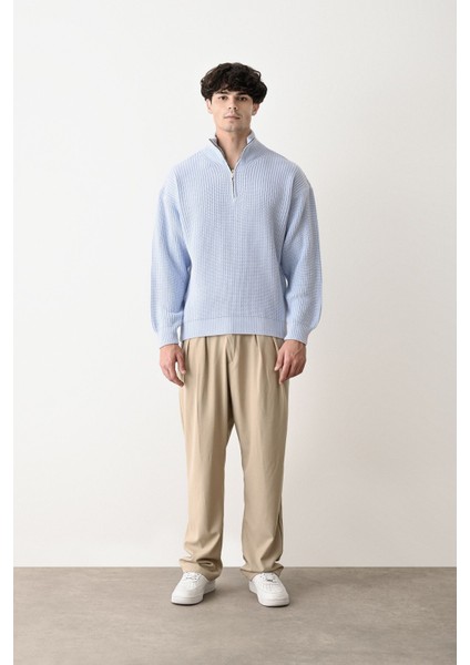 Dik Yaka Yarım Fermuar Erkek Triko Kazak indirimleri