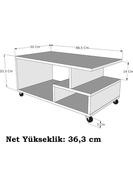 Home Enda Sultan Tekerlekli Orta Sehpa 86,5 x 50 cm Atlantik Çam