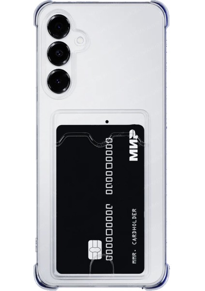 Samsung Galaxy A16 Kapak ile Uyumlu Kamera Korumalı Kartlıklı Darbe Emici Özellikli Şeffaf Silikon Kılıf