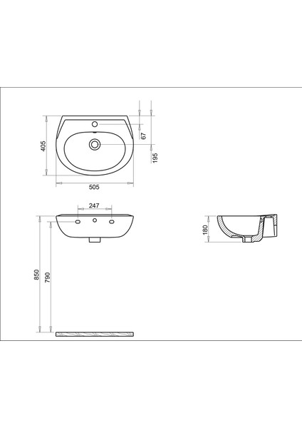 40 x 50 Oval Lavabo