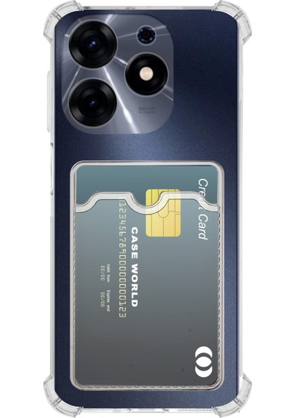 Tecno Spark 20 Kapak ile Uyumlu Kamera Korumalı Kartlıklı Darbe Emici Özellikli Şeffaf Silikon Kılıf