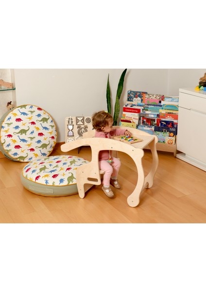 Montessori Tahterevalli | Ahşap Masa Sandalye Özellikli Salıncak | tekli Ahşap Tahterevalli