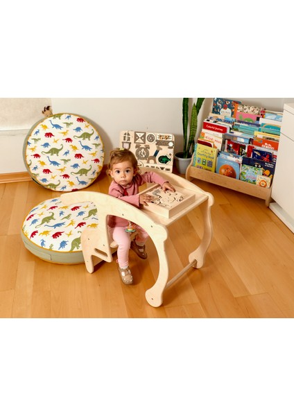 Montessori Tahterevalli | Ahşap Masa Sandalye Özellikli Salıncak | tekli Ahşap Tahterevalli