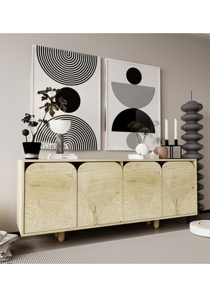 Lazio Bohem Ahşap Ayaklı Modern Konsol 180 cm Safir Meşe fiyatları