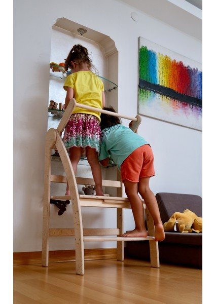 Pikler Montessori Ikiz Öğrenme Kulesi | Katlanabilir Özellikli Ahşap Öğrenme Kulesi | mutfak Için Öğrenme Kulesi