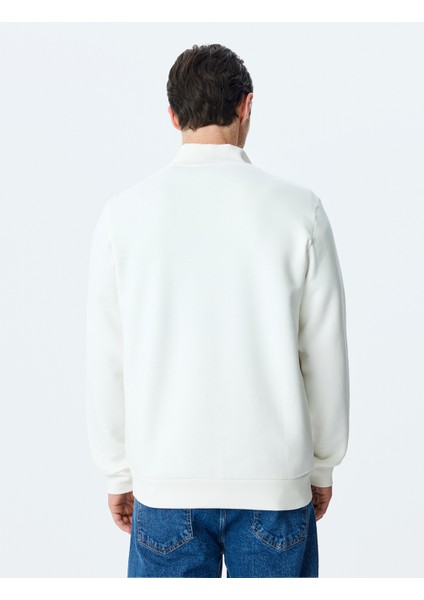 Uzun Kollu Pamuk Karışımlı Basic Yarım Fermuarlı Sweatshirt fırsatları