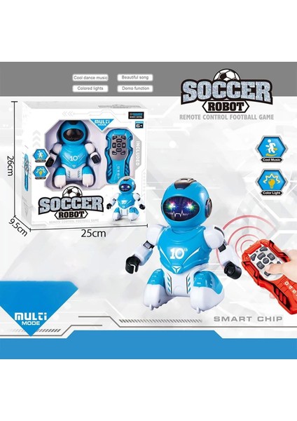 Uzaktan Kumandalı Futbolcu Robot Sesli ve Işıklı Şarjlı