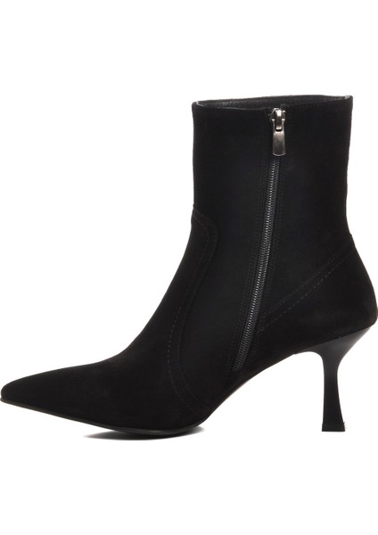 Hakiki Deri Siyah Süet Kadın Topuklu Bot fiyatları