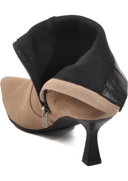 Hakiki Deri Bej Süet Kadın Topuklu Bot fırsatları