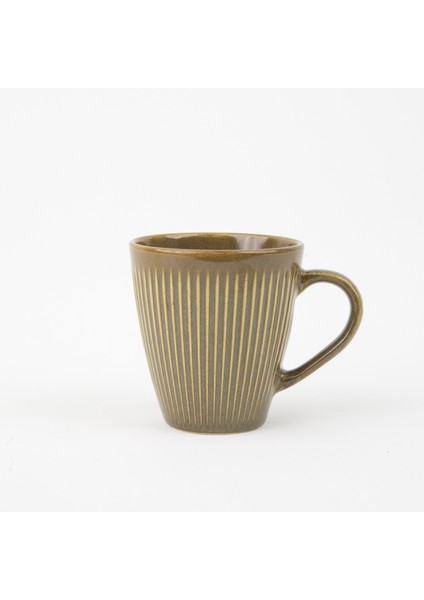 Porselen Line Kupa Kase Seti Bowl Mug Kahvaltı Ikili Set(Yeşil)