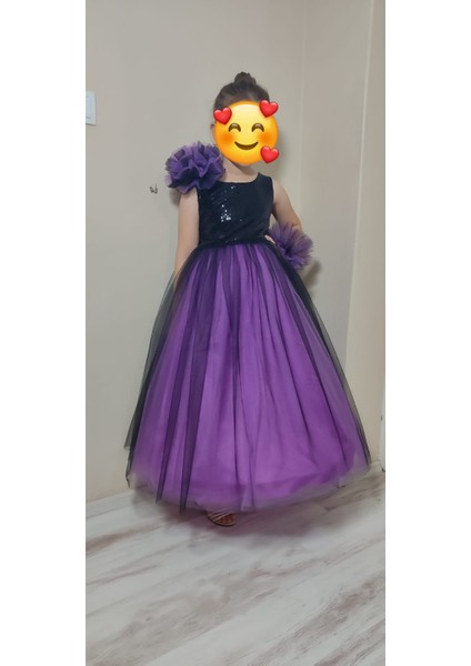 Kız Çocuk Pullu & Tarlatanlı Abiye Elbise