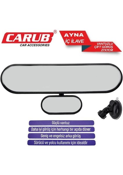 Ayna Içi Çift Görüş Iç Ilave Vantuzlu Ayna 27X7 cm