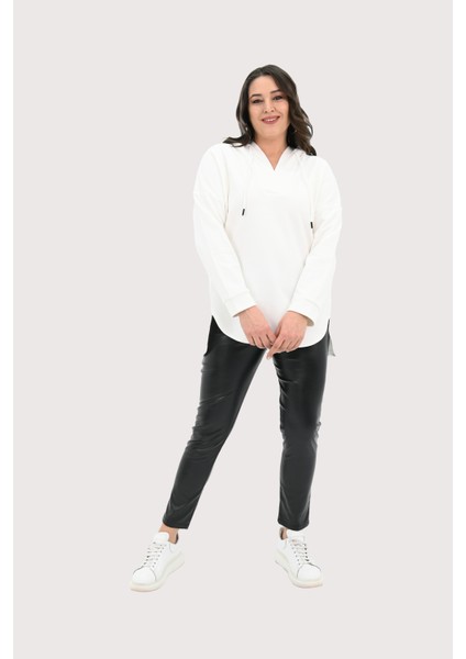 Kadın Büyük Beden Kapüşonlu Oversize Sweatshirt 1895-25 modelleri