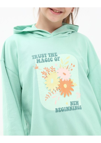 Sweatshirt Kız Çocuk Çiçek Kabartma Desenli