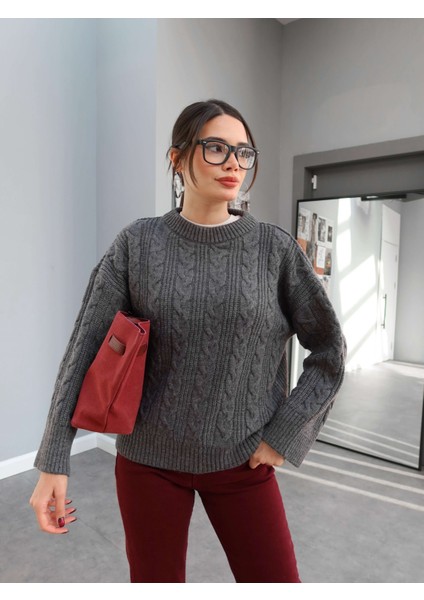 Bisiklet Yaka Saç Örgülü Kazak modelleri