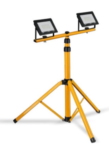 Tripod Projektör Ayağı, 2 Adet 100 W Projektörlü, Ayarlanabilir Şantiye Aydınlatması, Ayaklı Projekt