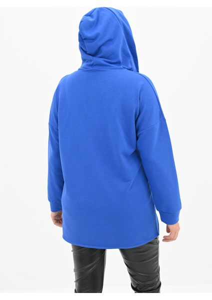 Kadın Büyük Beden Kapüşonlu Oversize Sweatshirt 1895-25