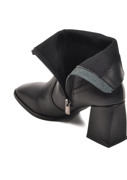 Deri Siyah Kadın Topuklu Bot fırsatları