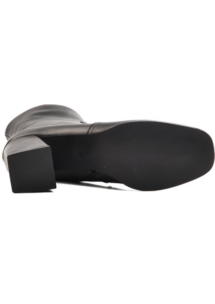 Deri Siyah Kadın Topuklu Bot indirimleri