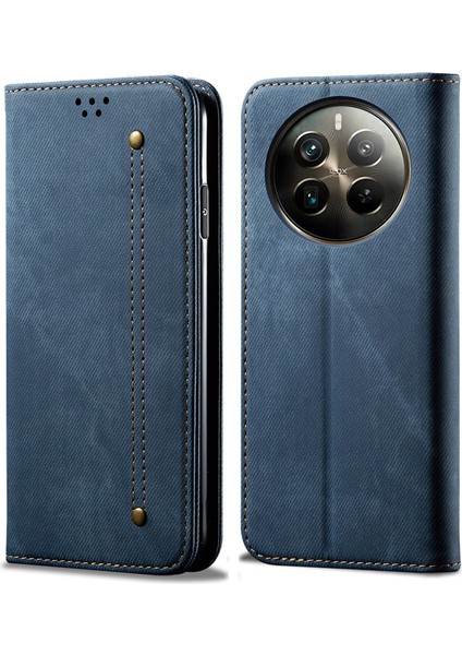 Realme 12 Pro 5g/12 Pro Plus 5g Kılıf Deri Kot Kumaş Doku Cep Telefonu Kapağı (Yurt Dışından)