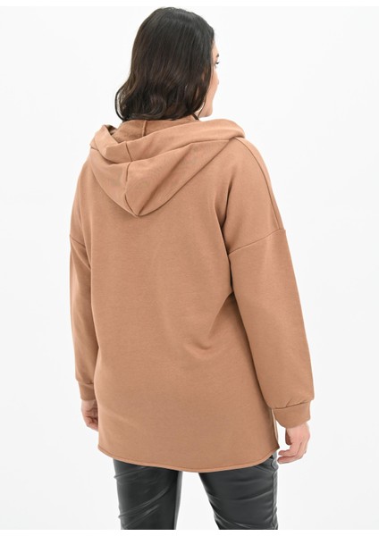 Kadın Büyük Beden Kapüşonlu Oversize Sweatshirt 1895-25 indirimleri