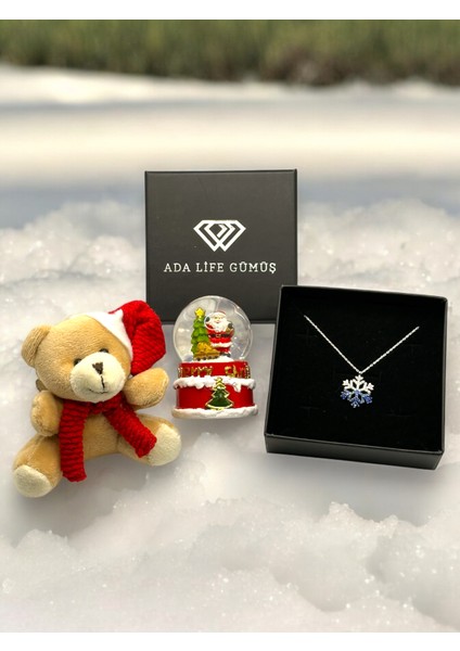 925 Ayar Gümüş Kar Tanesi Renkli Taşlı Yılbaşı Paketi