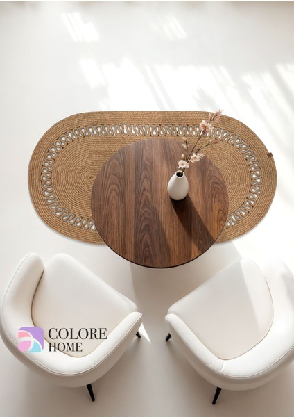 Bej Oval Hasır Jüt Kilim Bohem Oval Halı El Dokuması Paspas fiyatları