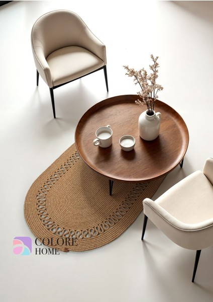 Bej Oval Hasır Jüt Kilim Bohem Oval Halı El Dokuması Paspas modelleri