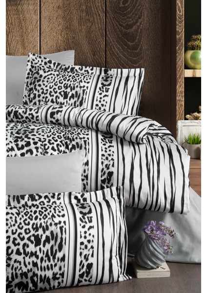 Firstchoice Leopard Black - Pamuk Saten Çift Kişilik Nevresim Takımı