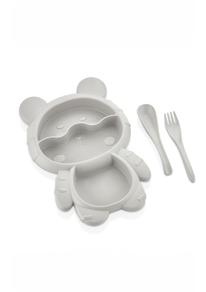 Ayıcık Şekilli 3 Bölmeli Çocuk Bebek Mama Tabağı - Çatal Kaşıklı Beslenme Kabı fiyatları