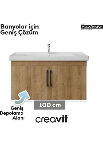 D20 100 cm Kapaklı Lavabo Dolabı Melamin Kapak