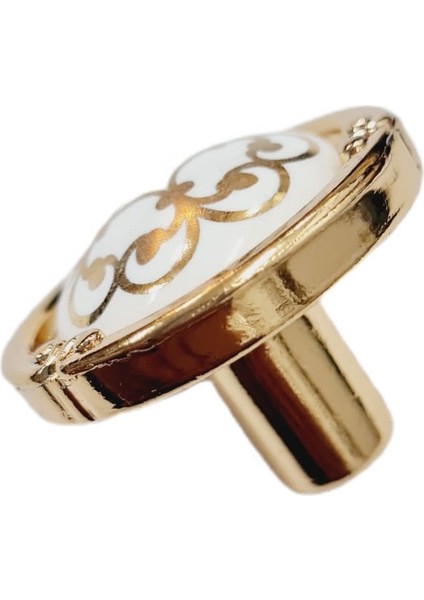 Porselen Düğme Kulp Metal Gold Motifli / 5 Adet fiyatları