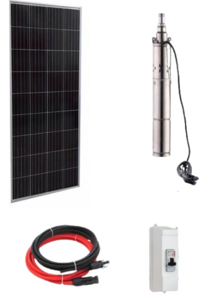 12 V Volt 205 W Watt Güneş Enerjili Dc Dalgıç Pompa Set Solar Sulama Paket Sistem