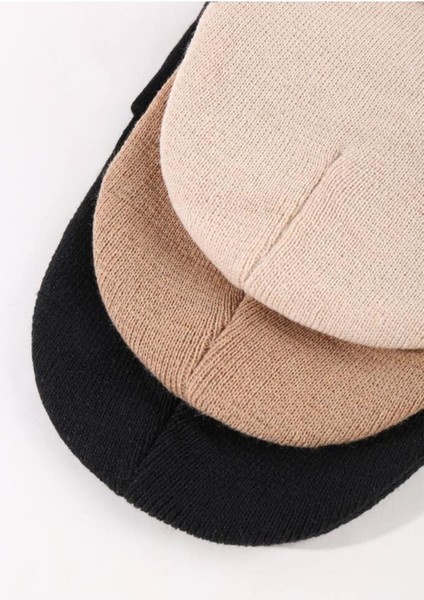 Unisex Katlamalı Siyah,açık Vizon,taş 3'lü Bere Seti modelleri