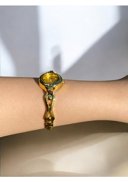 Kadın Ince Kordonlu Vintage Metal Kasa Gold Kol Saat 6 fiyatları