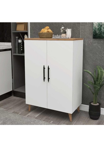 Home Enda3 Raflı 2 Kapaklı Çok Amaçlı Dolap Beyaz - Atlantik Çam