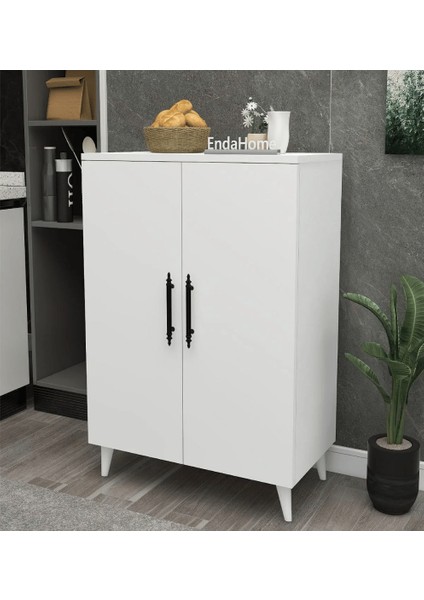 Home Enda 3 Raflı 2 Kapaklı Çok Amaçlı Dolap Beyaz