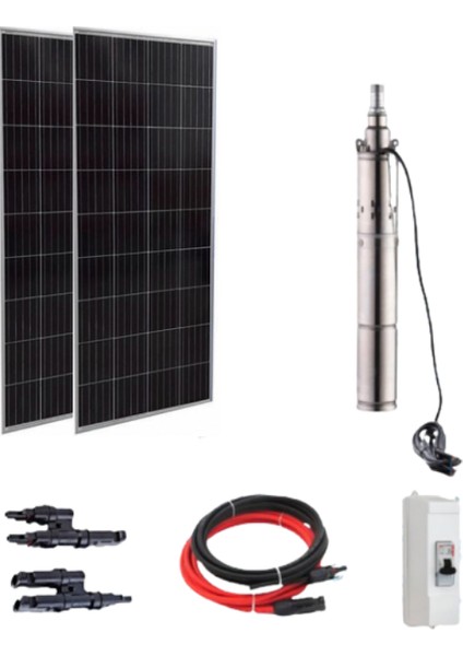 12 V Volt 410 W Watt Güneş Enerjili Dc Dalgıç Pompa Set Solar Sulama Paket Sistem