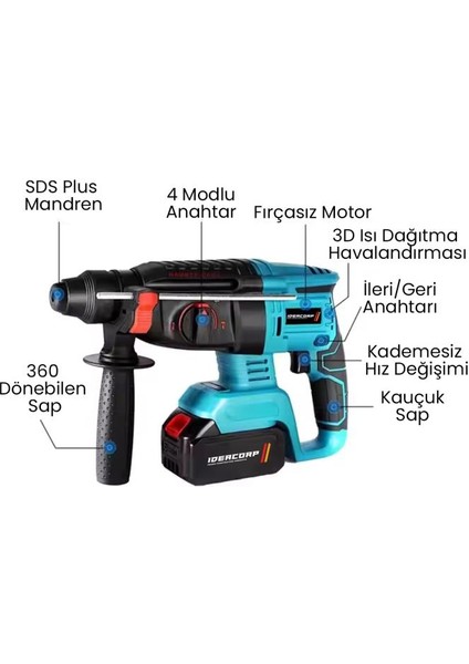 Alman Motor 798VF Çift Soğutmalı 2x Akü Kırıcı Delici Hilti Matkap