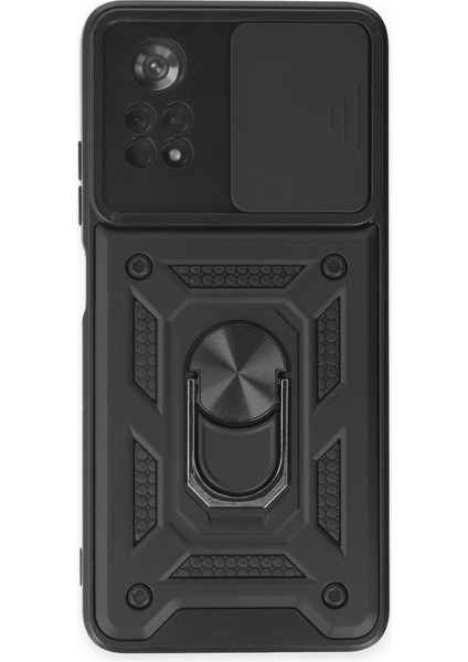 Xiaomi Poco X4 Pro 5g Ile Uyumlu Kılıf Kamera Korumalı Sürgülü Yüzüklü Standlı Tank modelleri
