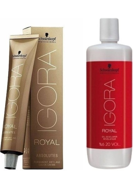 9 Adet Igora Royal Absolutes 9-60 Sarı-Doğal Çikolata Saç Boyası + 1l Oksidan