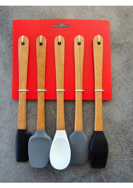 5\'li Isıya Dayanıklı Silikon Spatula Seti Slikon Mutfak Seti Mini Set