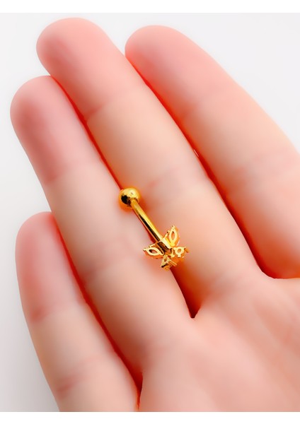 Cerrahi Çelik Piercing Zirkon Taşlı Kelebek Figürlü Göbek Piercing fırsatları