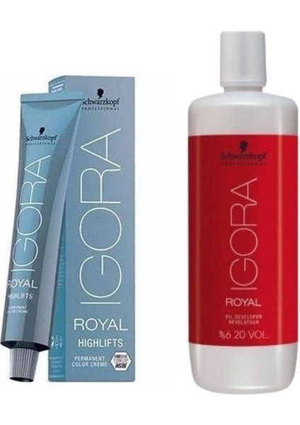 9 Adet Igora Royal Highlifts 10-4 Ultra Sarı Bej Saç Boyası + 1l Oksidan