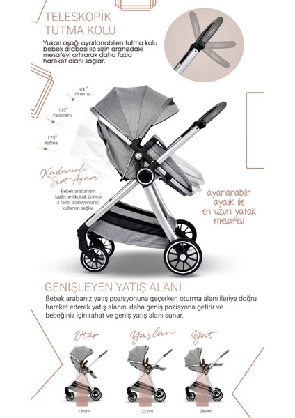 990 Travel Sistem Bebek Arabası Ve Anne Bebek Bakım Çantası Ve Yağmurluk Hediye